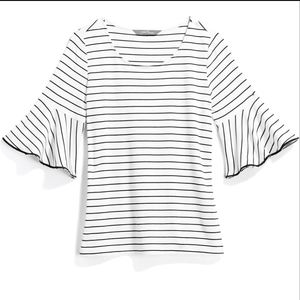 Stitch Fix Market & Spruce striped flutter bell sleeve top / blouse
